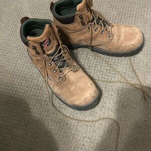 Brown Sturdy High-Top Boots with Metal Eyelets